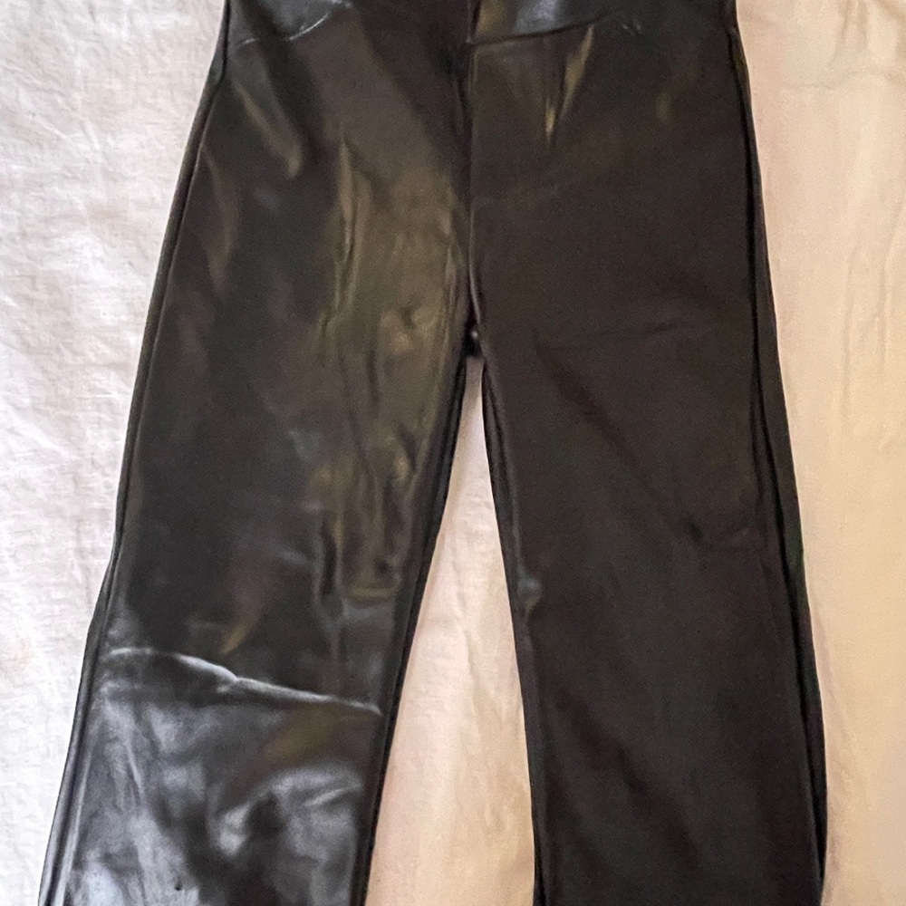 Zara Black Leather Look Trousers